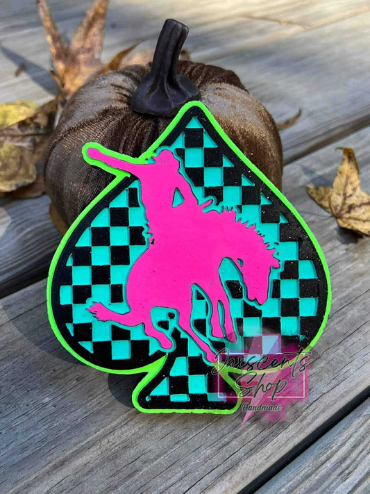 Checkered Spade Bronc Rider Silicone Freshie Mold - Red River Mold Co
