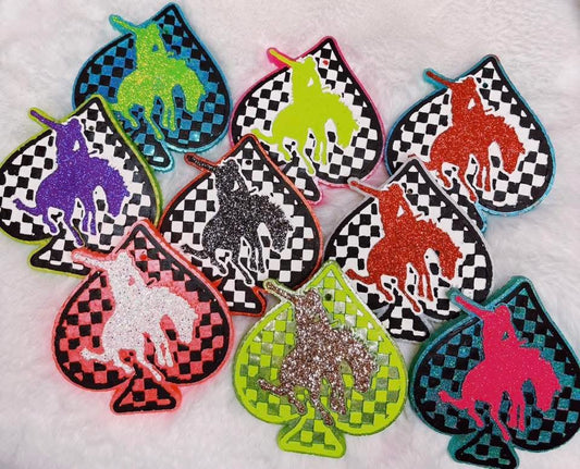 Checkered Spade Bronc Rider Silicone Freshie Mold - Red River Mold Co