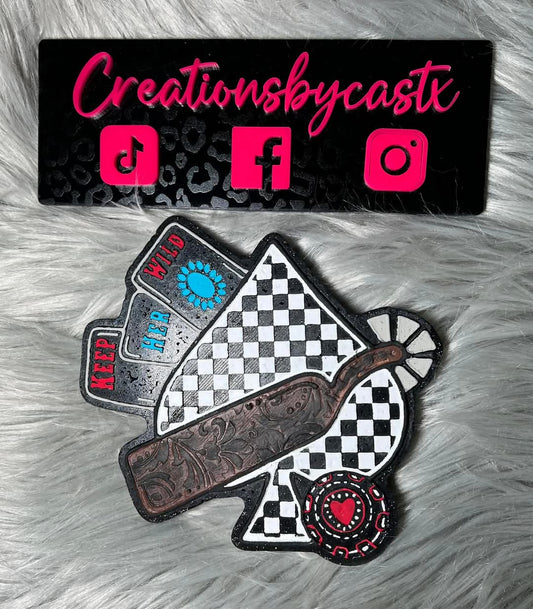 Checkered Spade & Spur Silicone Freshie Mold - Red River Mold Co