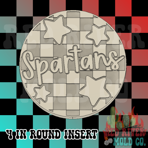 Checkered Spartans With Stars 4 in Round Mold Insert - Red River Mold Co