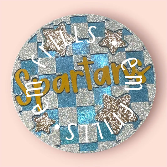 Checkered Spartans With Stars 4 in Round Mold Insert - Red River Mold Co
