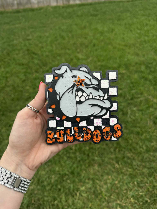 Checkered Star Eye Bulldogs Mascot Silicone Freshie Mold RRMC Exclusive - Red River Mold Co