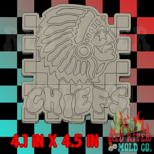 Checkered Star Eye Chiefs Mascot Silicone Freshie Mold RRMC Exclusive - Red River Mold Co