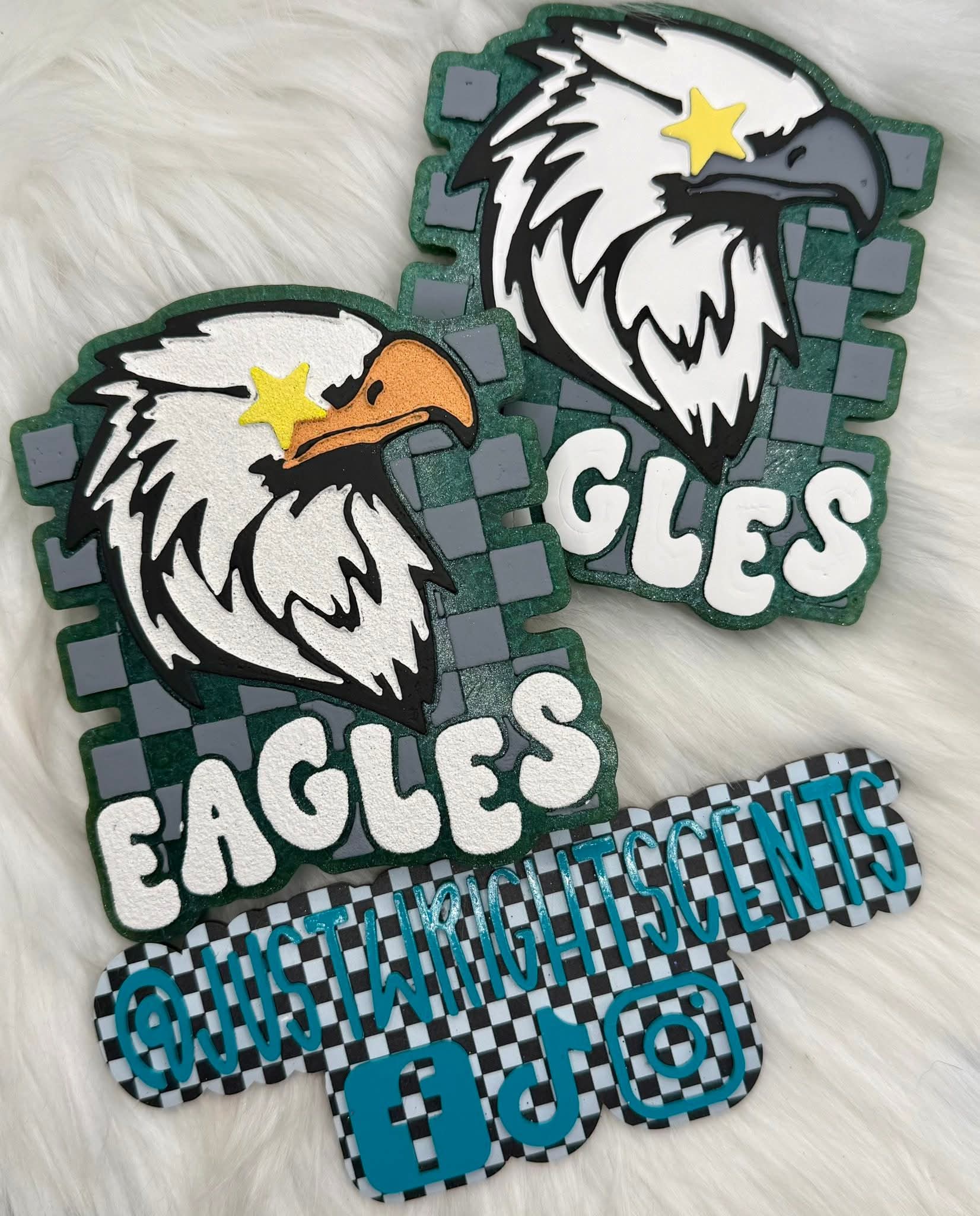 Checkered Star Eye Eagles Mascot Silicone Freshie Mold RRMC Exclusive - Red River Mold Co