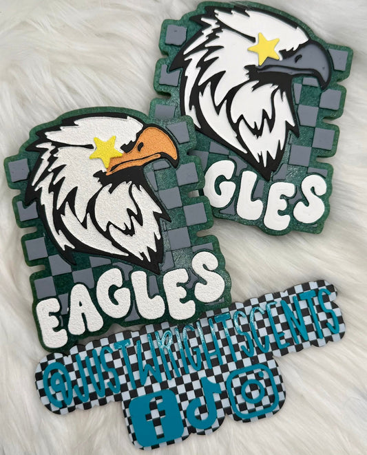 Checkered Star Eye Eagles Mascot Silicone Freshie Mold RRMC Exclusive - Red River Mold Co