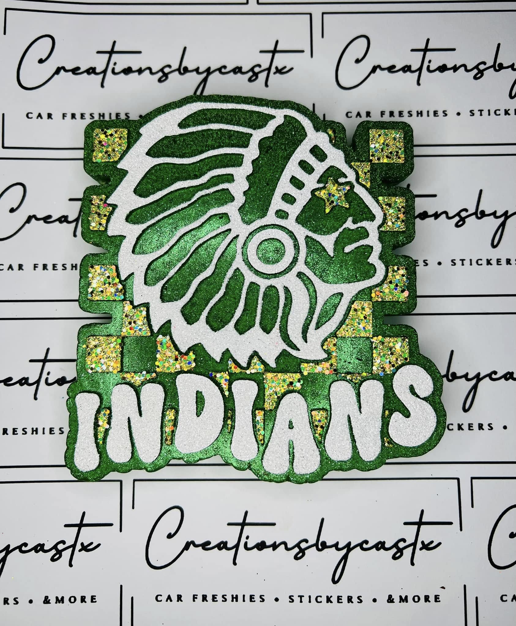 Checkered Star Eye Indians Mascot Silicone Freshie Mold RRMC Exclusive - Red River Mold Co