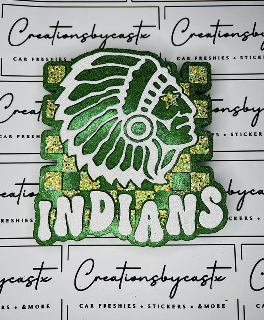 Checkered Star Eye Indians Mascot Silicone Freshie Mold RRMC Exclusive - Red River Mold Co