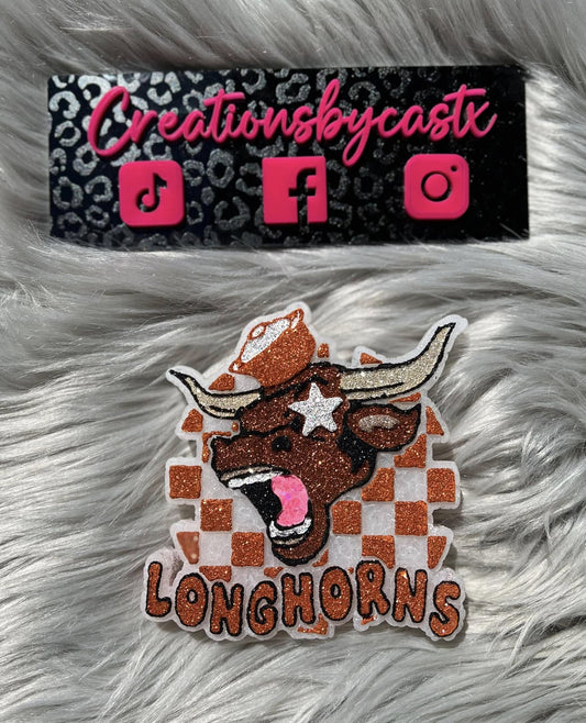 Checkered Star Eye Longhorns Mascot Silicone Freshie Mold RRMC Exclusive - Red River Mold Co