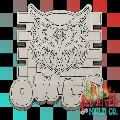 Checkered Star Eye Owl Silicone Freshie Mold - Red River Mold Co