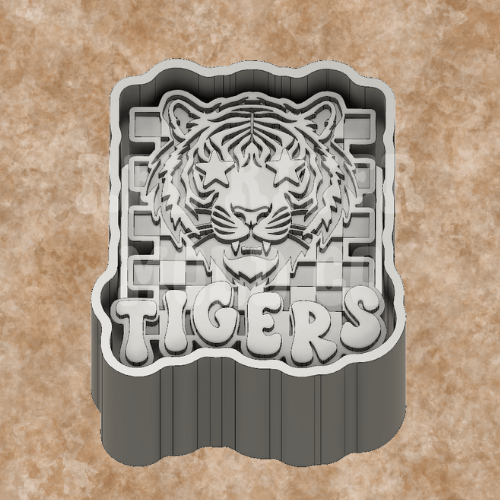 Checkered Star Eye Tigers Mascot Silicone Freshie Mold RRMC Exclusive - Red River Mold Co