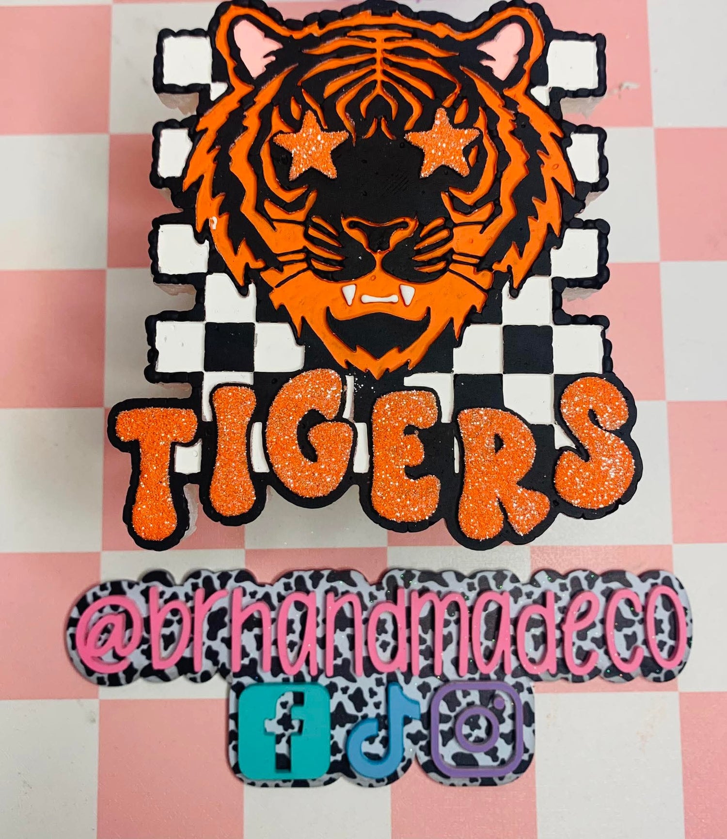 Checkered Star Eye Tigers Mascot Silicone Freshie Mold RRMC Exclusive - Red River Mold Co