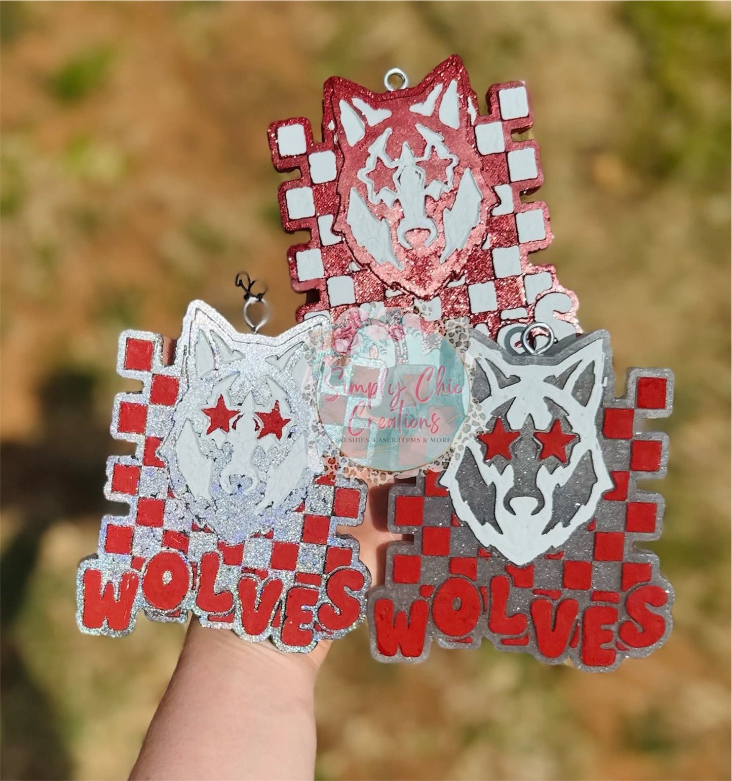Checkered Star Eye Wolves Silicone Freshie Mold - Red River Mold Co