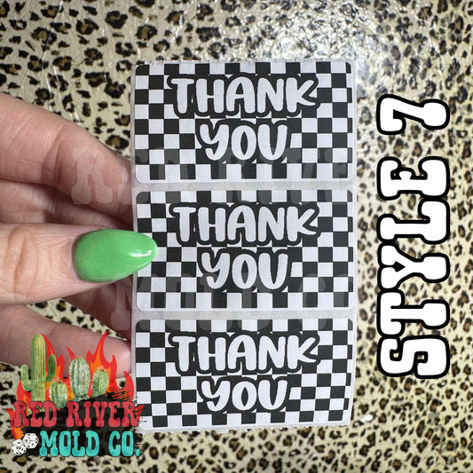 Checkered Thank You Package Stickers - Red River Mold Co