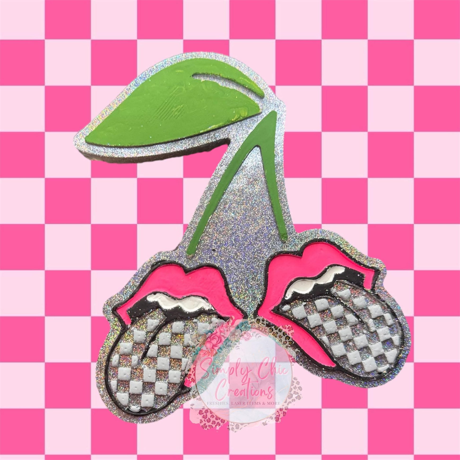 Checkered Tongue Cherries Silicone Freshie Mold RRMC Exclusive - Red River Mold Co