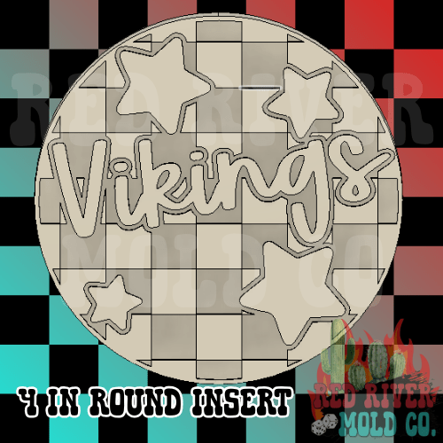 Checkered Vikings With Stars 4 in Round Mold Insert - Red River Mold Co