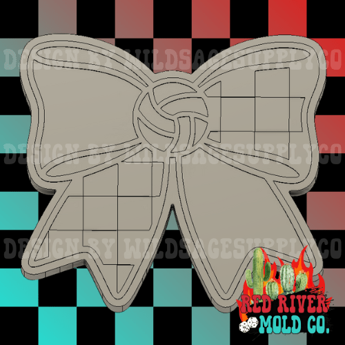 Checkered Volleyball Bow Silicone Freshie Mold - Red River Mold Co