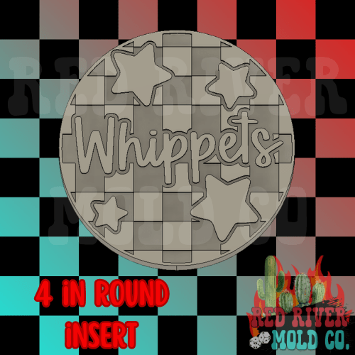 Checkered Whippets With Stars 4 in Round Mold Insert - Red River Mold Co