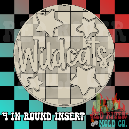Checkered Wildcats With Stars 4 in Round Mold Insert - Red River Mold Co