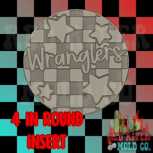 Checkered Wranglers With Stars 4 in Round Mold Insert - Red River Mold Co