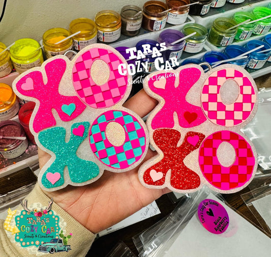 Checkered XO XO Silicone Freshie Mold - Red River Mold Co