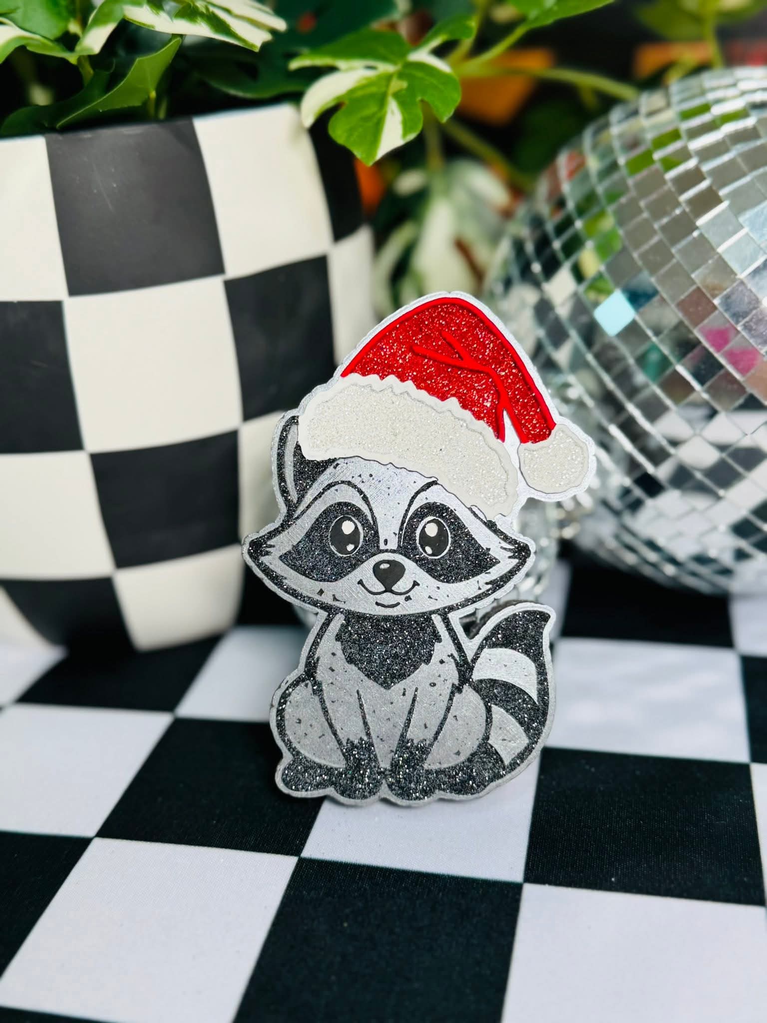 Christmas Racoon Silicone Freshie Mold - Red River Mold Co