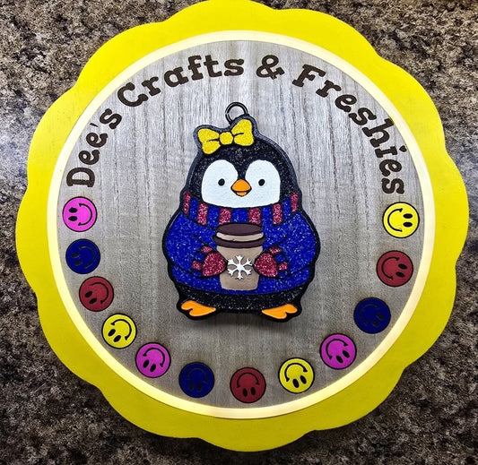 Christmas Sweater Penguin With A Coffee Silicone Freshie Mold - Red River Mold Co