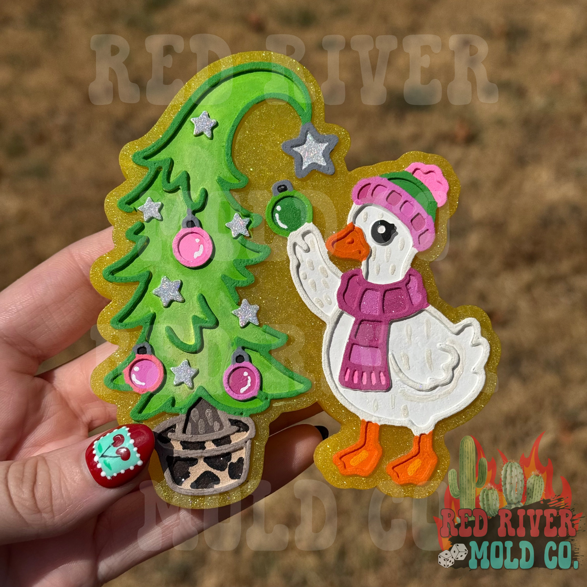 Christmas tree goose silicone freshie mold - Red River Mold Co