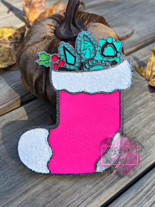 Christmas Turquoise Concho Stocking Silicone Freshie Mold RRMC Exclusive - Red River Mold Co