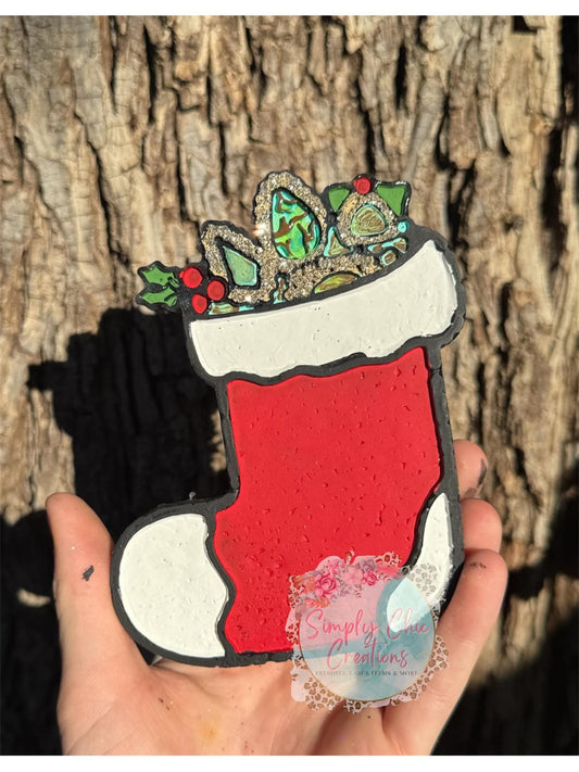 Christmas Turquoise Concho Stocking Silicone Freshie Mold RRMC Exclusive - Red River Mold Co