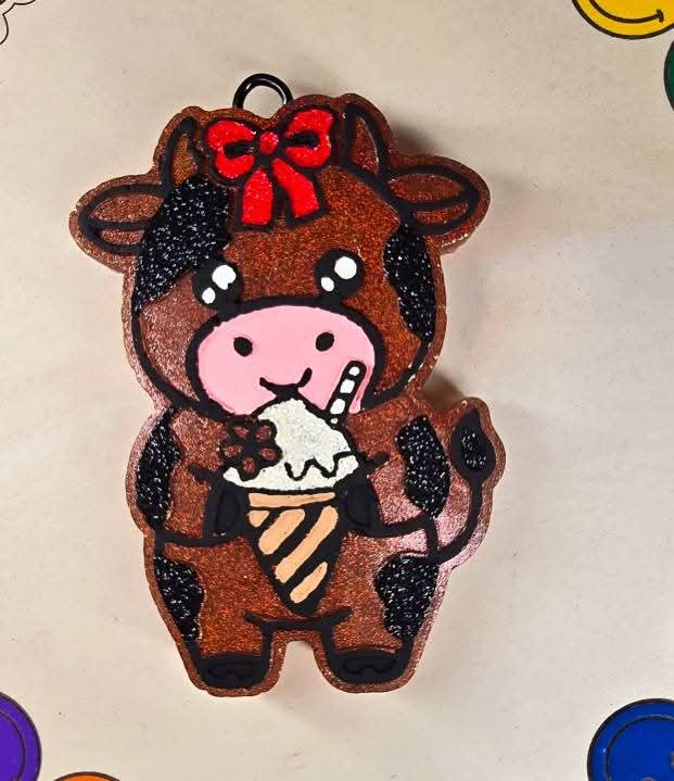 Cow Holding an Ice-cream cone Silicone Freshie Mold - Red River Mold Co