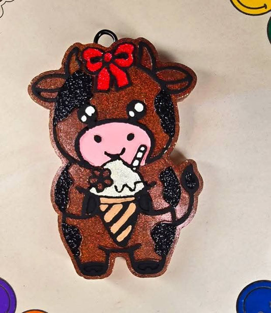 Cow Holding an Ice-cream cone Silicone Freshie Mold - Red River Mold Co