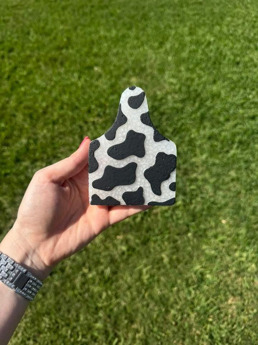 Cow Print Cow Tag Silicone Freshie Mold - Red River Mold Co