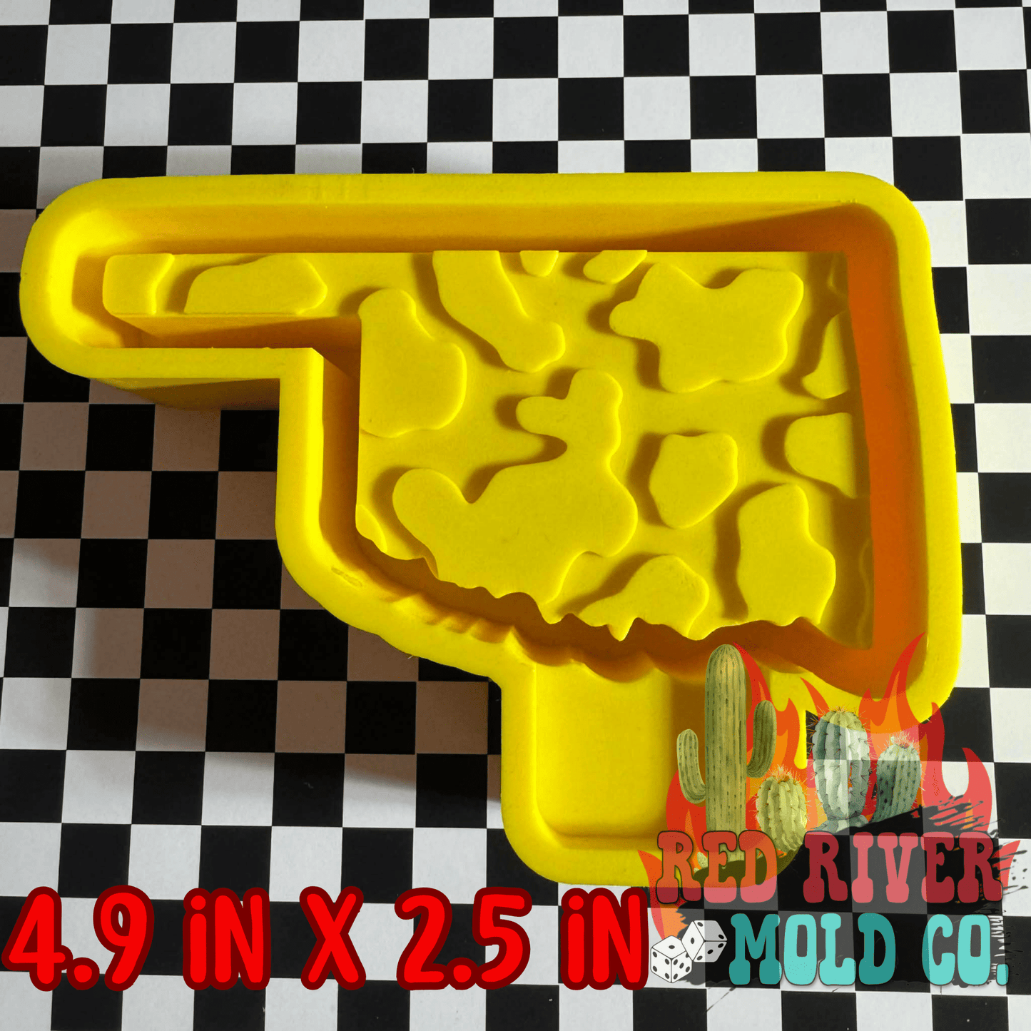 Cow print Oklahoma Silicone Freshie Mold - Red River Mold Co