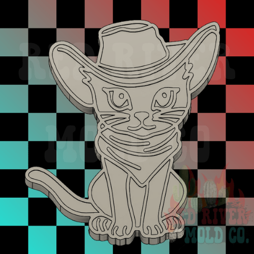 Cowboy Kitty Cat Silicone Freshie Mold - Red River Mold Co