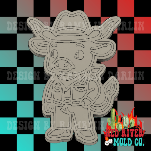 Cowboy longhorn Silicone Freshie Mold - Red River Mold Co