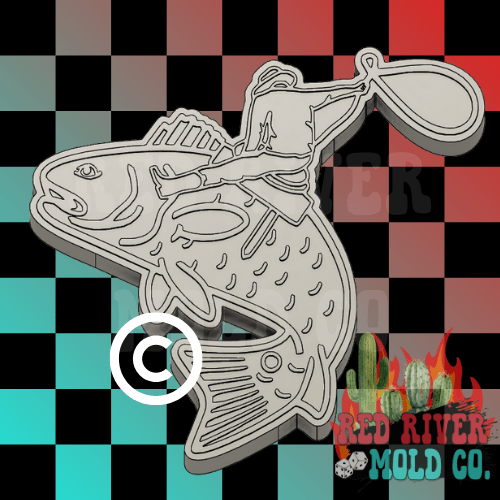 Cowboy Riding a Red Fish Silicone Freshie Mold (RRMC Exclusive) - Red River Mold Co