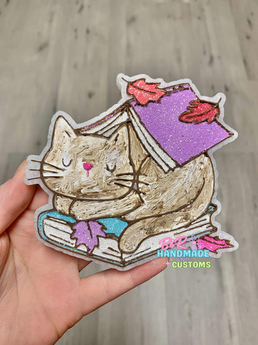Cozy Book Cat Silicone Freshie Mold - Red River Mold Co