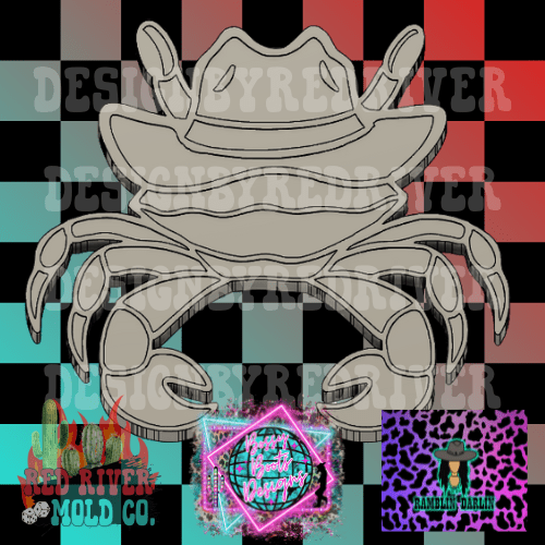 Crab with a Cowboy Hat Silicone Freshie Mold (RRMC & Ramblin Darlin & Bossy Boots collab) - Red River Mold Co