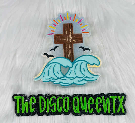 Cross and Ocean waves Silicone Freshie Mold - Red River Mold Co