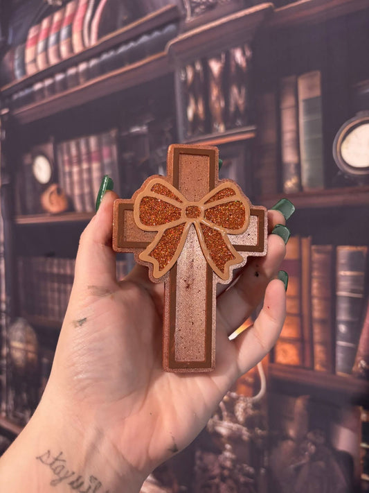 Cross With a Bow Silicone Freshie Mold - Red River Mold Co