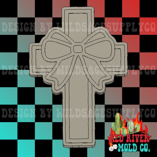 Cross With a Bow Silicone Freshie Mold - Red River Mold Co