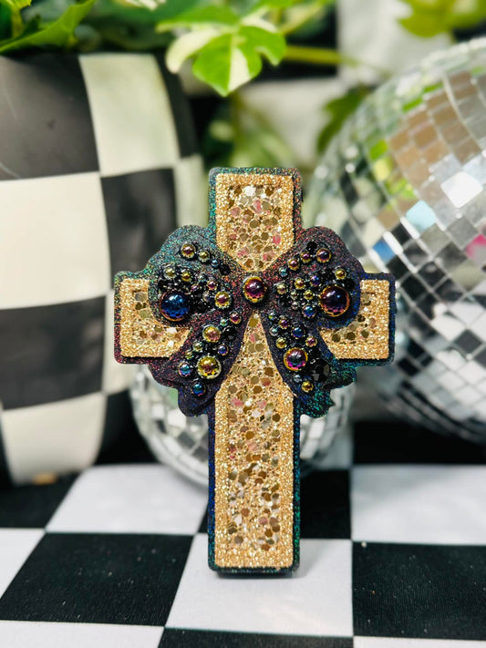 Cross With a Bow Silicone Freshie Mold - Red River Mold Co