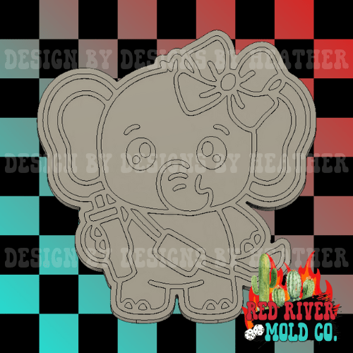 Cute Boujee Elephant Silicone Freshie Mold - Red River Mold Co