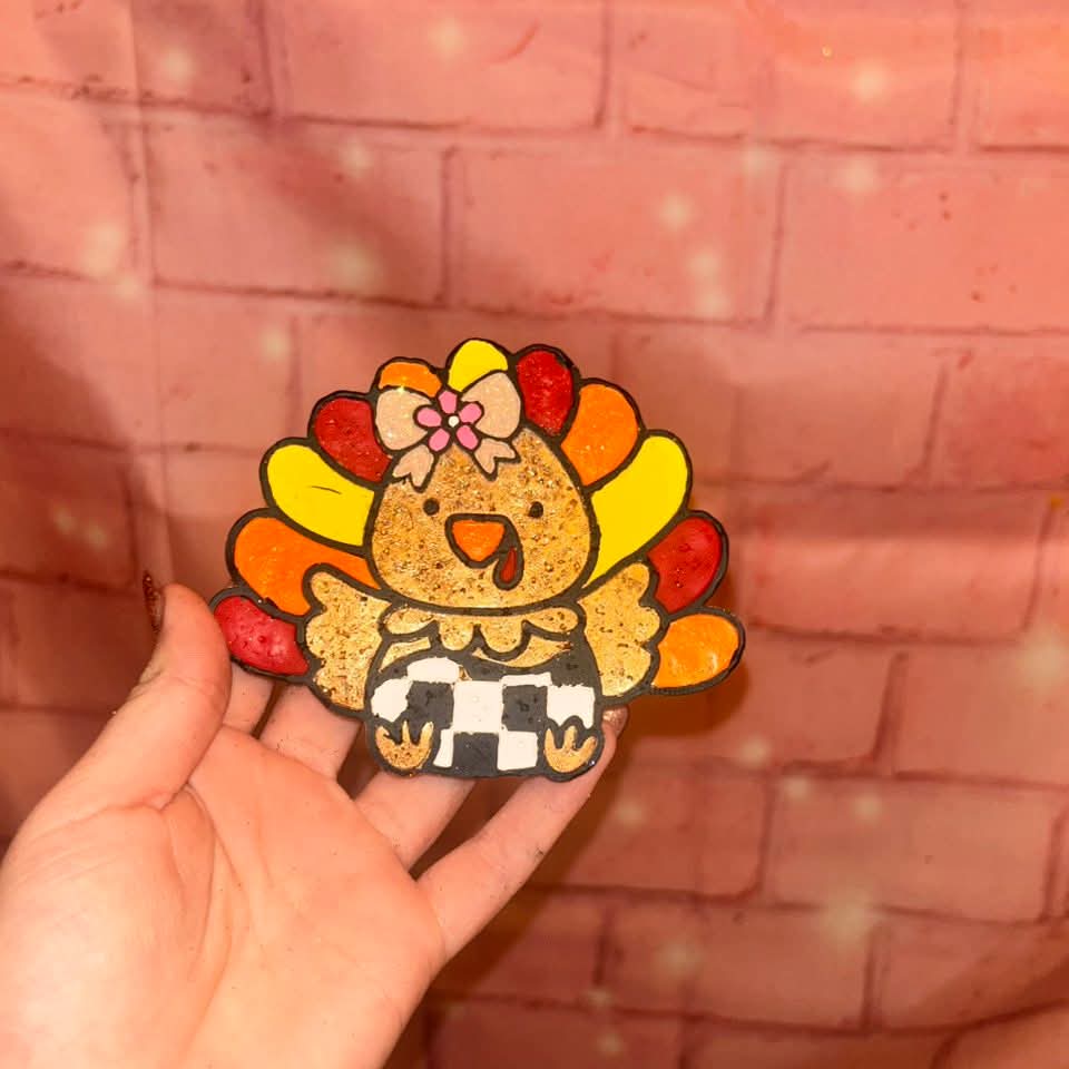 Cute Checkered Turkey Silicone Freshie Mold - Red River Mold Co