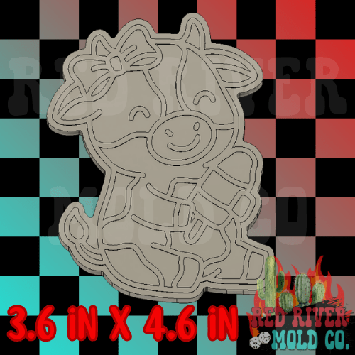 Cute Cow Holding bomb pop silicone freshie mold - Red River Mold Co