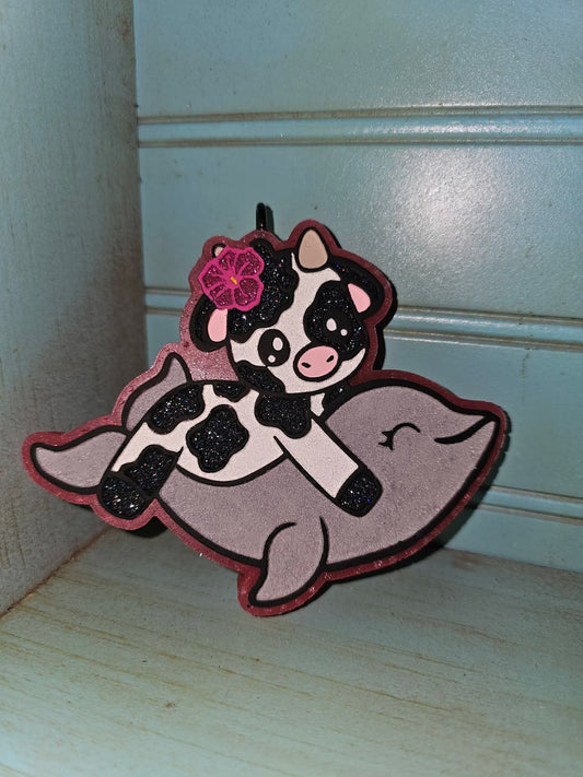 Cute Cow on a dolphin silicone freshie mold - Red River Mold Co