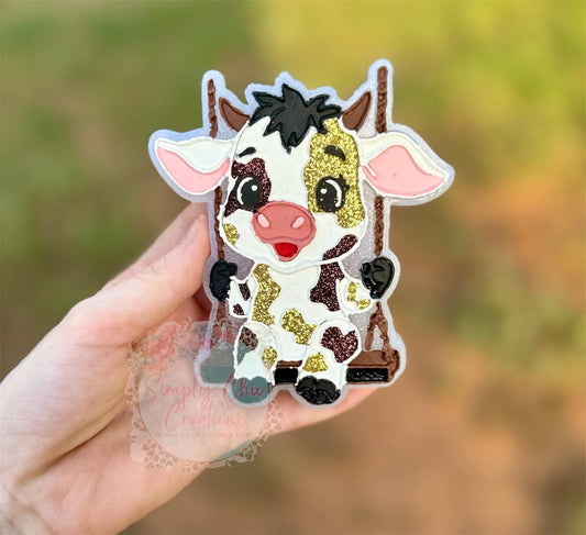 Cute cow on a swing Silicone Freshie Mold - Red River Mold Co
