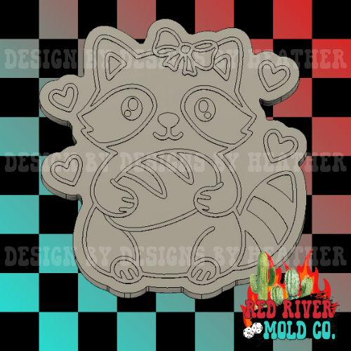Cute Raccoon Holding Bread Silicone Freshie Mold - Red River Mold Co