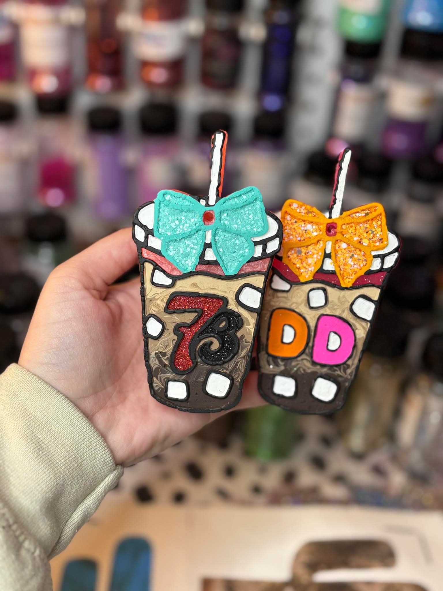 DD Iced Coffee With A Bow Silicone Freshie Mold - Red River Mold Co