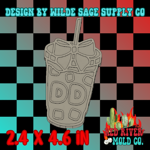 DD Iced Coffee With A Bow Silicone Freshie Mold - Red River Mold Co